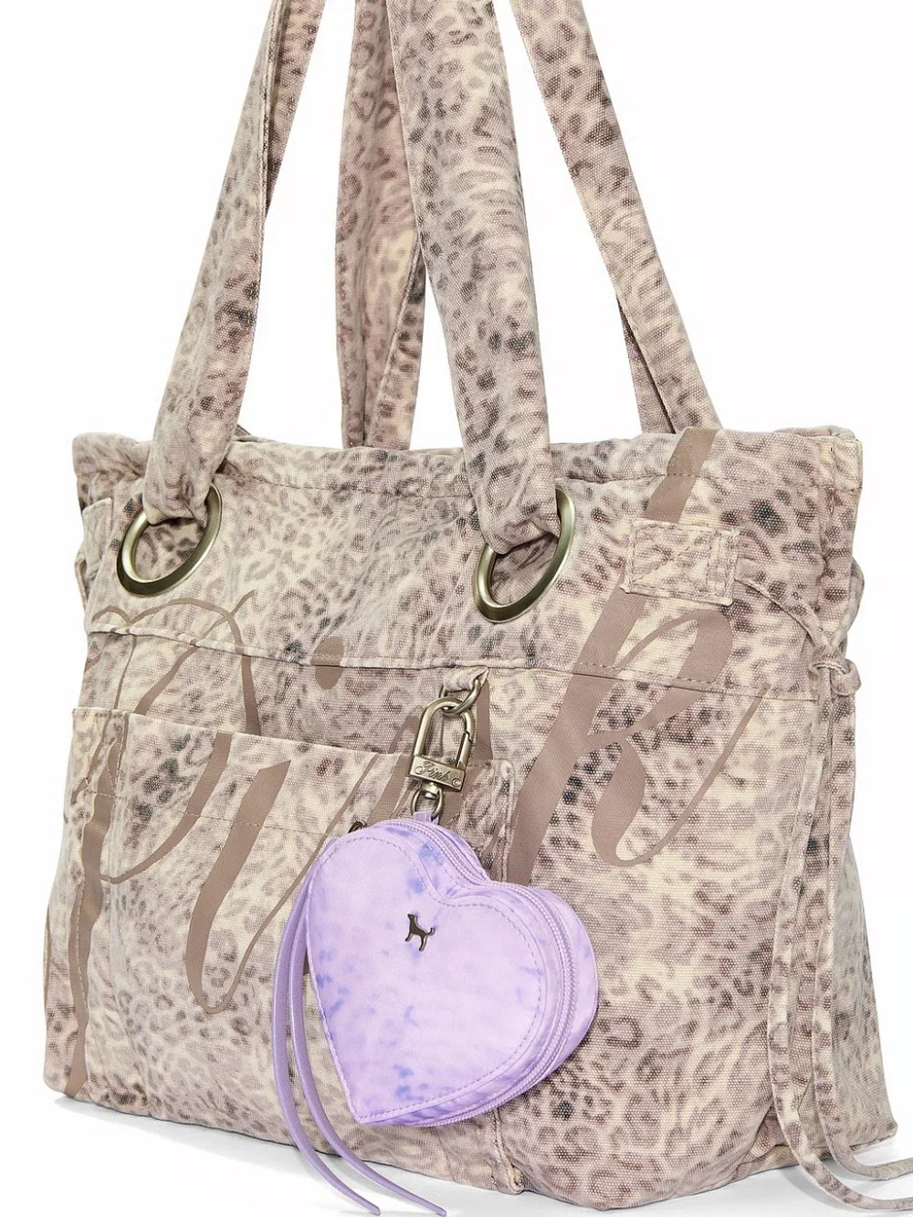 Victoria’s Secret Pink Lavender Lilac Heart Pouch Key Chain CharmNag Charm